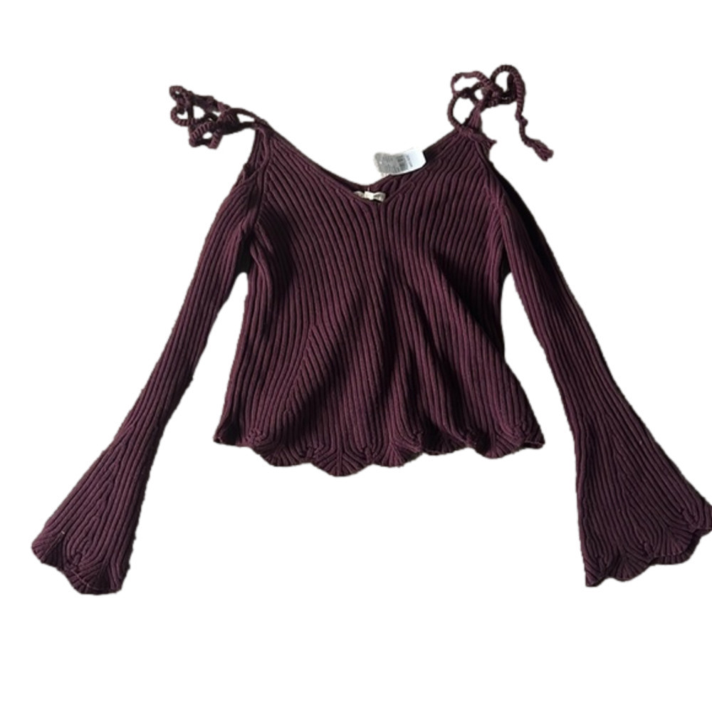 NWT maroon pacsun L.A hearts size medium cropped open shoulder sweater